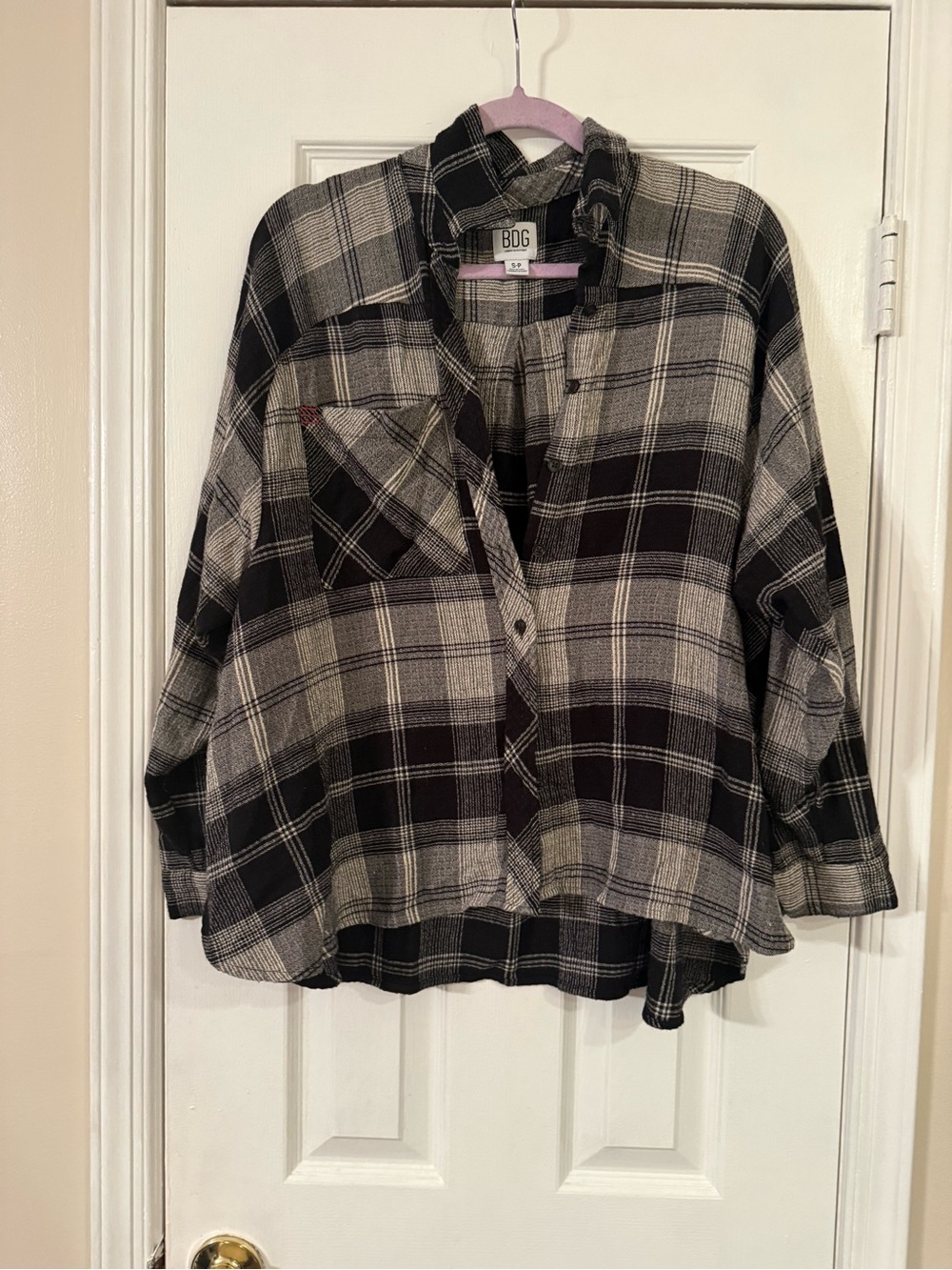 BDG Black & Cream Plaid Button-Down Shirt